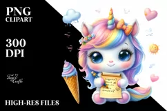 Cute Baby Unicorn in Pastel Writing | Clipart Product Image 1
