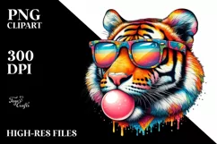 Tiger Sunglasses Chewing Gum | Sublimation | Clipart Product Image 3