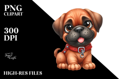 Happy Cartoon Bullmastiff PNG Product Image 2