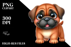 Happy Cartoon Bullmastiff PNG Product Image 2