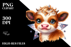 Cute Baby Highland Cow on Star PNG Product Image 2