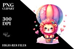 Colorful Lion on Hot Air Balloon PNG Product Image 2