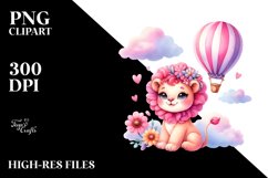 Colorful Lion on Hot Air Balloon PNG Product Image 2