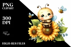Baby Bee Sunflower | Sublimation | Clipart Product Image 1