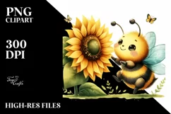 Baby Bee Sunflower | Sublimation | Clipart Product Image 1