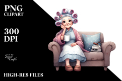 Watercolor Lady on Couch Clipart\ Product Image 2