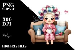 Watercolor Lady on Couch Clipart\ Product Image 2