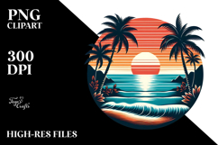 Retro Tropical Island Sunset PNG Product Image 2