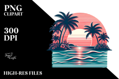 Retro Tropical Island Sunset PNG Product Image 2