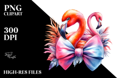 Vibrant Flamingo Bow | Clipart Product Image 2