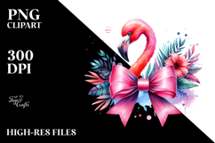 Vibrant Flamingo Bow | Clipart Product Image 2