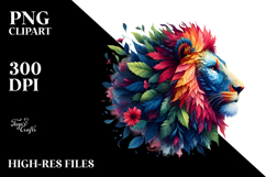 Vibrant Watercolor Lion, Abstract PNG Product Image 2