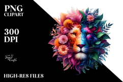 Vibrant Watercolor Lion Abstract PNG Product Image 2