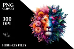 Vibrant Watercolor Lion Abstract PNG Product Image 2