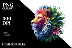 Vibrant Watercolor Lion Abstract PNG Product Image 2