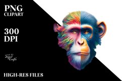Vibrant Artistic Watercolor Monkey | Clipart Product Image 3