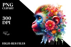 Vibrant Artistic Watercolor Monkey | Clipart Product Image 3