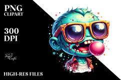 Funny Tiny Zombie with Funny Sunglasses PNG Product Image 2