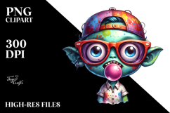 Funny Tiny Zombie with Funny Sunglasses PNG Product Image 2