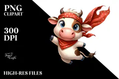 Playful Cartoon Cow PNG Product Image 2