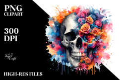 Colorful Skull, Splashes PNG Product Image 2