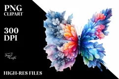 Abstract Vibrant Butterfly, Ice Flowers PNG Product Image 3
