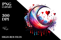 Blood Moon with Hearts Hanging, White Background PNG Product Image 2