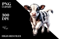 Digital Watercolor Baby Cow PNG Product Image 2