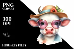 Cute Baby Cow Sun es | Clipart Product Image 1