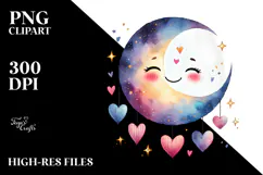 Smiling Moon with Hearts, Transparent PNG Product Image 2