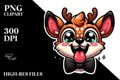 Excited Deer with Sparkling Eyes PNG Product Image 2