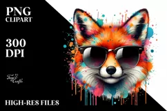 Quirky Colorful Watercolor Fox | Clipart Product Image 1