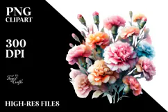Colorful Watercolor Carnation PNG Product Image 2