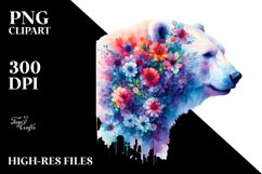 Vibrant Half Flowers Polar Bear | Sublimation | Clipart Product Image 3