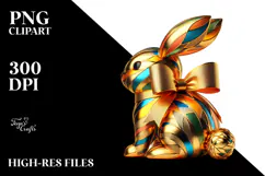 Colorful Bunny Sitting PNG Product Image 2