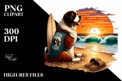 Watercolor Saint Bernard Sitting in Sand | Clipart Product Image 1