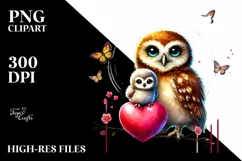 Colorful Baby Owl with Heart PNG Product Image 2