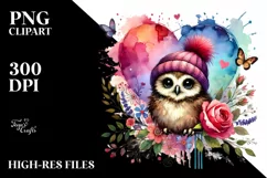 Colorful Baby Owl with Heart PNG Product Image 2