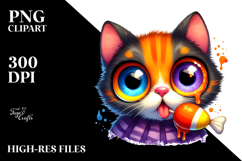 Funny Spooky Cat with Candy Corn, Transparent PNG Product Image 2