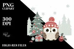 Cute Baby Owl Christmas Tree PNG Product Image 3