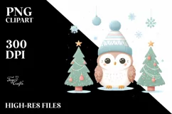 Cute Baby Owl Christmas Tree PNG Product Image 3