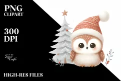 Cute Baby Owl Christmas Tree PNG Product Image 3