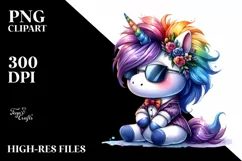 Cute Dressed Unicorn Clipart, High-Resolution PNG Product Image 1
