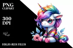 Cute Dressed Unicorn Clipart, High-Resolution PNG Product Image 1
