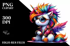 Cute Dressed Unicorn Clipart, High-Resolution PNG Product Image 1