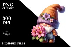 Floating Gnome with Rhododendron, Transparent PNG Product Image 2