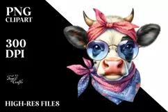 Cow Fancy Bow Cow Portrait | Clipart Product Image 3