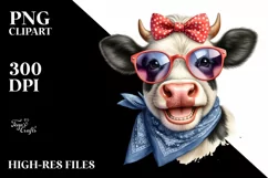 Cow Fancy Bow Cow Portrait | Clipart Product Image 3