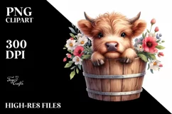 Cute Baby Highland Cow PNG Product Image 3