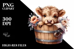 Cute Baby Highland Cow PNG Product Image 1
